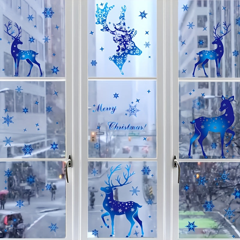 Christmas Snowflake Elk Window Film PVC Static Cling for Home Decor