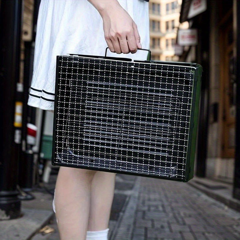 Tashqarida sayohat qilish va bog' BBQ uchun portativ ko'mir grill, bukiladigan, kichik dizayn va yog'och ko'mir grill bilan. BBQ uchun ideal.