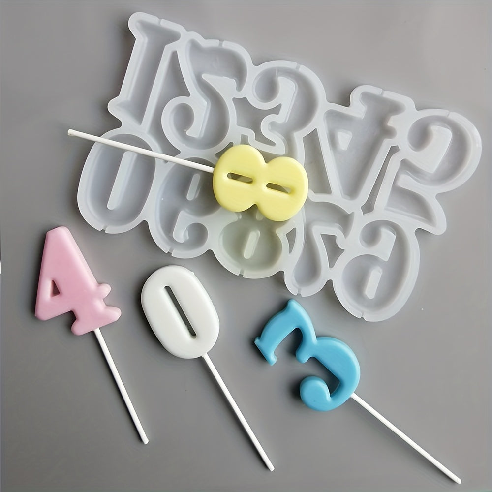 3D Silicone Number Lollipop Mold for Cake Decorating and Candy Making