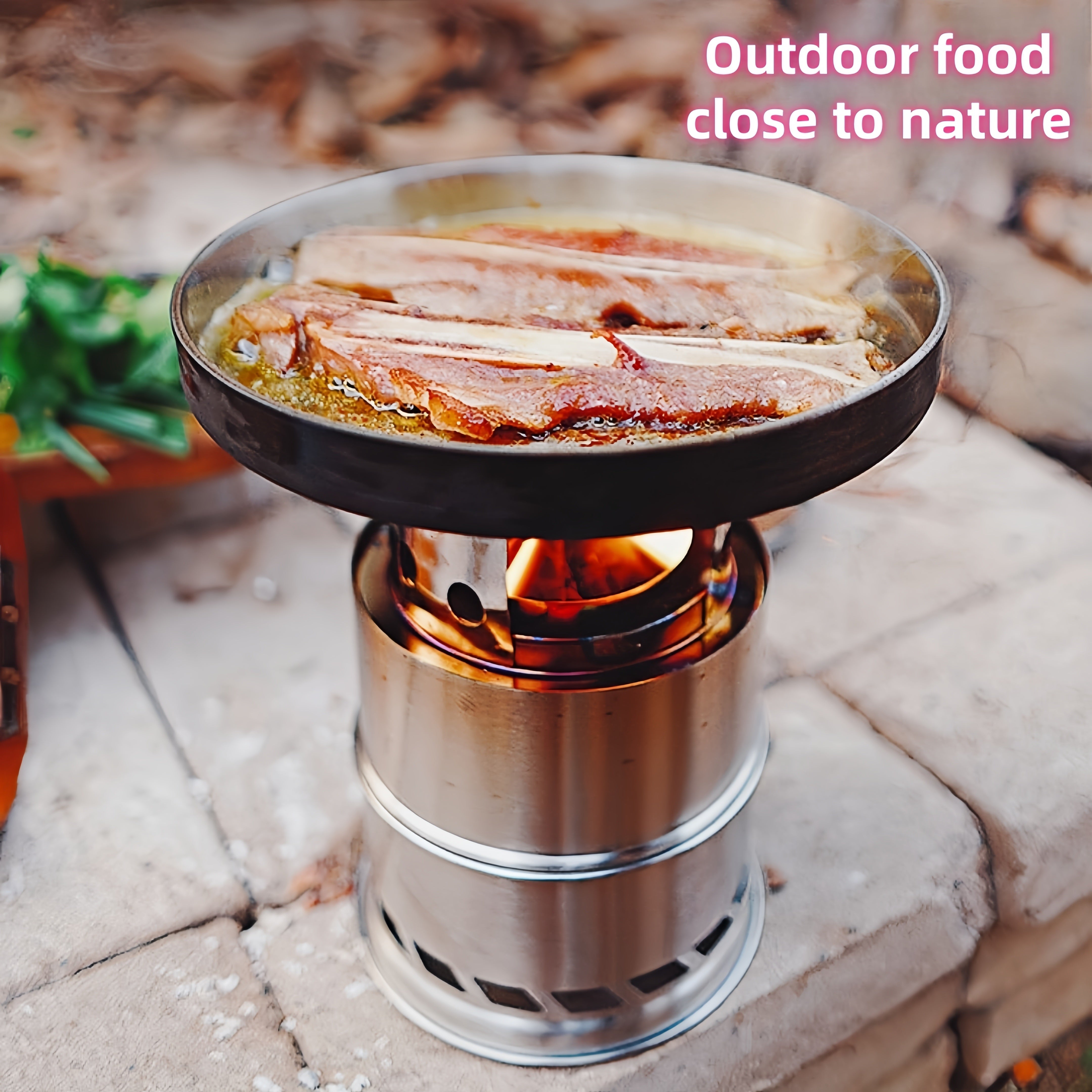 Outdoor Foldable Stove 20cm Diameter Stainless Steel Portable Heating Solution