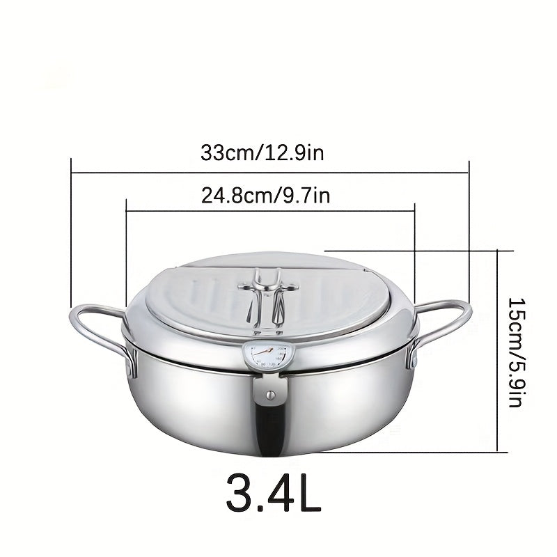 SENBOWE Mini Deep Fryer with Thermometer, 304 Stainless Steel, Tempura, Chips, Fish va Chicken uchun mukammal