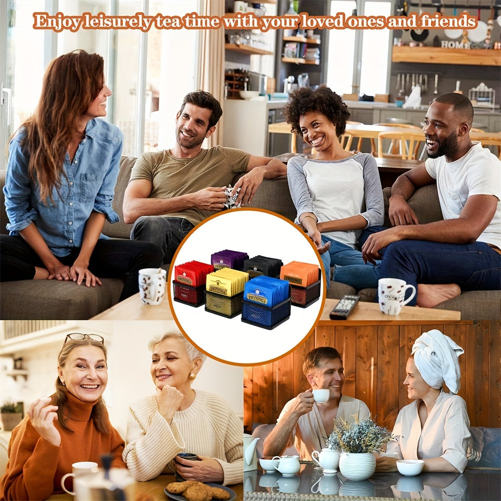 Organizador de malla metálica para colgar bolsas de té magnéticas para nevera, encimera y estante de cocina