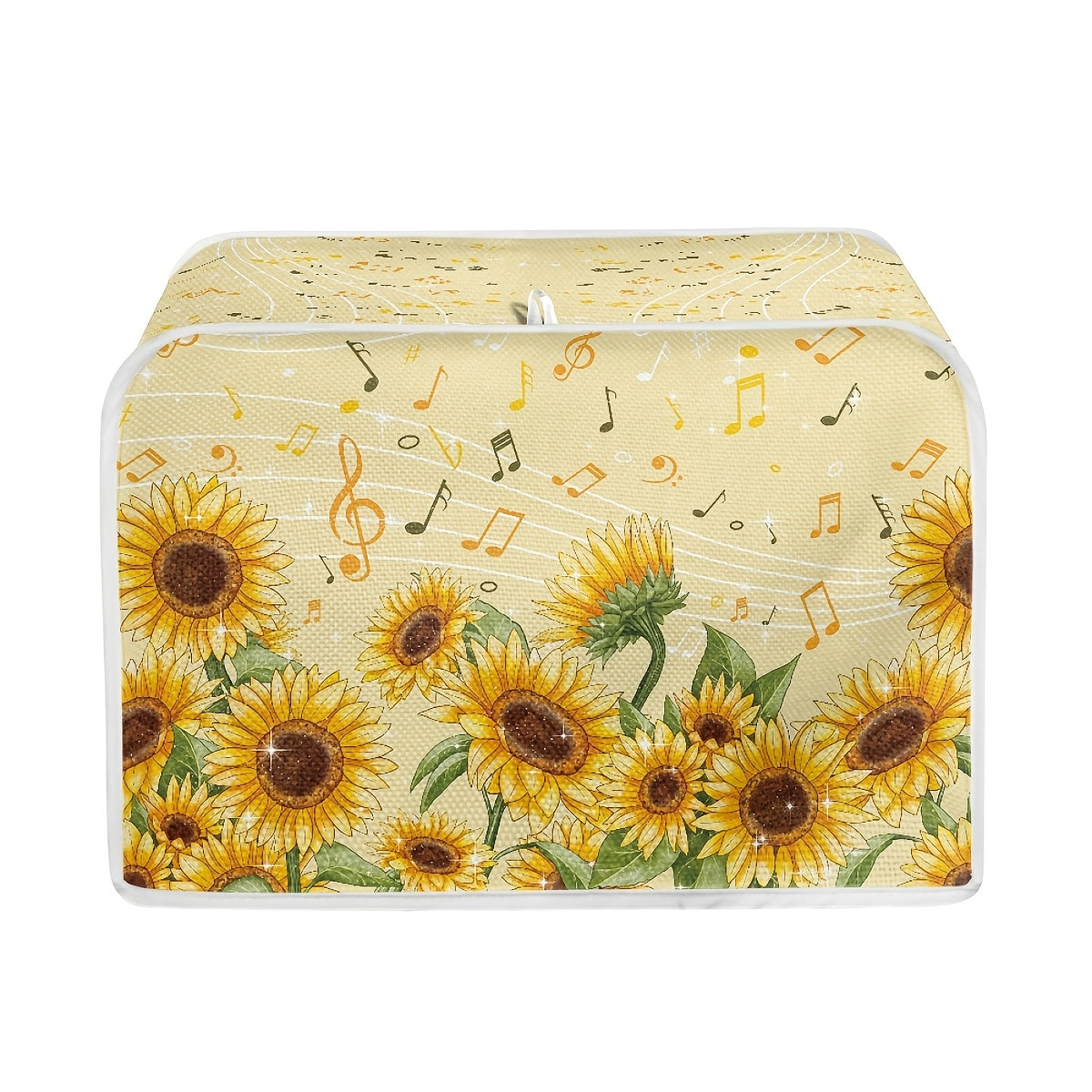 Sunflower and Music Notes Polyester Toaster Cover Small Dustproof Appliance Protector