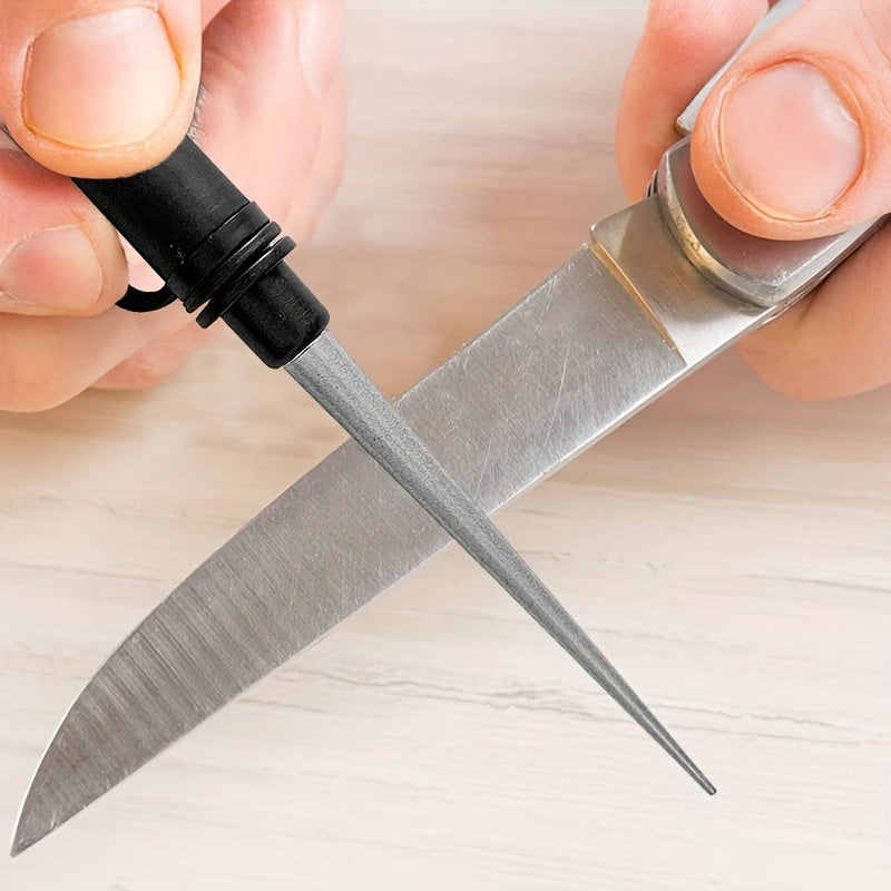 Piedra de afilado de diamante portátil con varilla retráctil para anzuelos de pesca, cuchillos, hojas, caza y pesca al aire libre