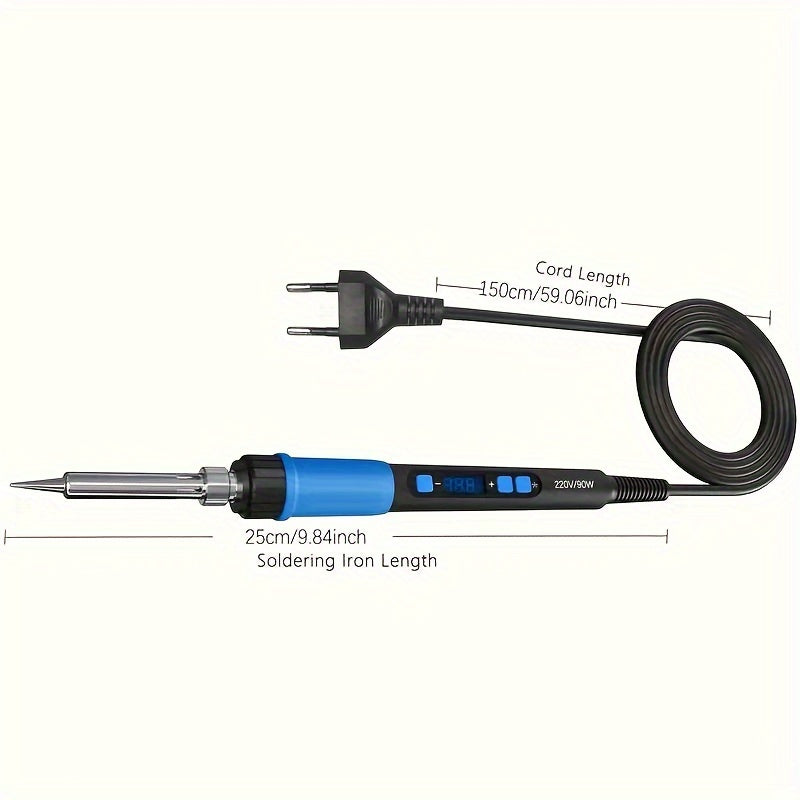 220V 90W Soldering Iron Kit with LCD Display Adjustable Temperature 180-500°C 10-in-1 Smart Welding Set