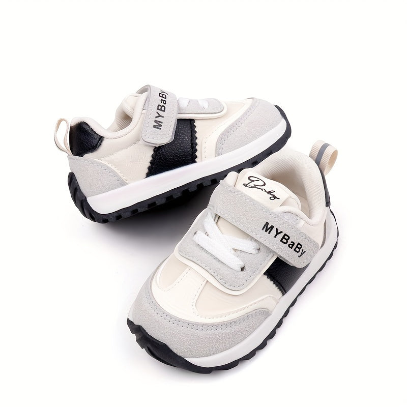 Zapatillas transpirables antideslizantes a rayas para niños pequeños con correa ajustable para exteriores, casual en primavera y otoño