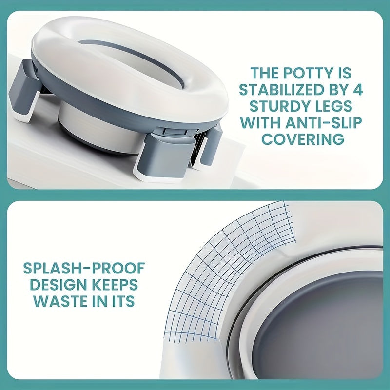 Tashqi sayohat va hojatxona o'qitish uchun qulay portativ hojatxona o'rindig'i - Qaytariladigan dizayn va bir martalik sumka rolikini o'z ichiga oladi