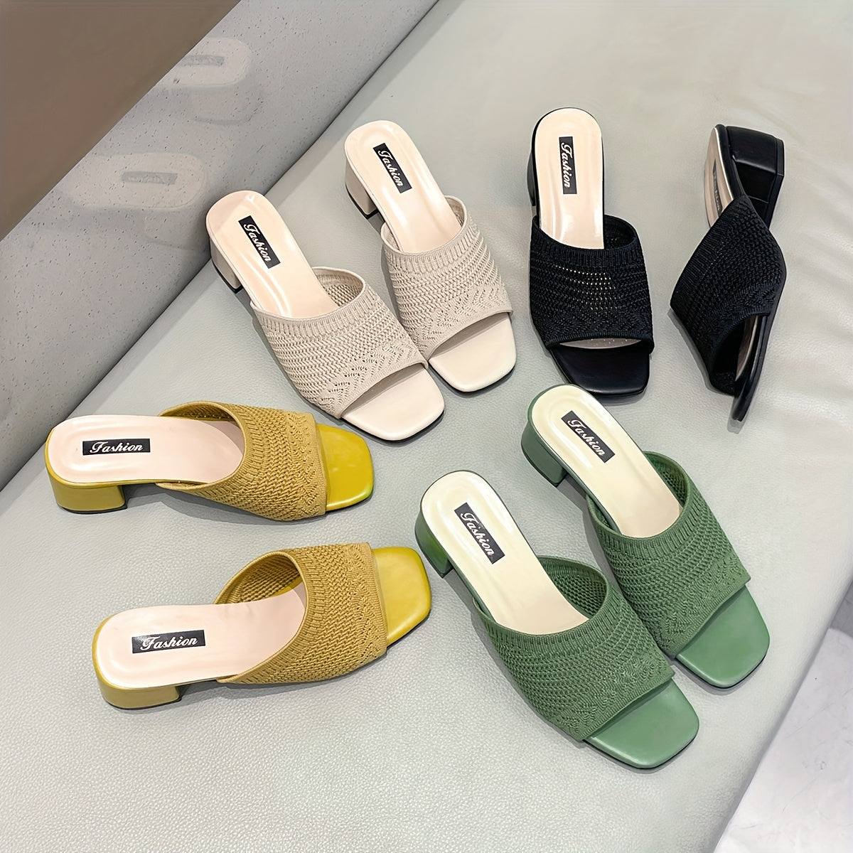 Women’s Summer Knit Wedge Sandals Open-Toe Slip-On Multicolor