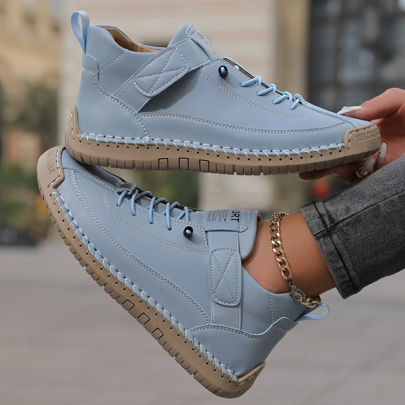 Ayollar uchun nafas oladigan tizzali sport poyafzali, yostiqlangan ichki qismi, sirpanmaydigan va bardoshli