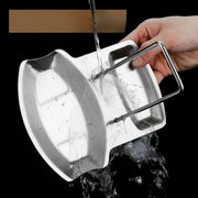 Soporte para tapas de olla de acero inoxidable, organizador compacto para encimera de cocina, bandeja de drenaje