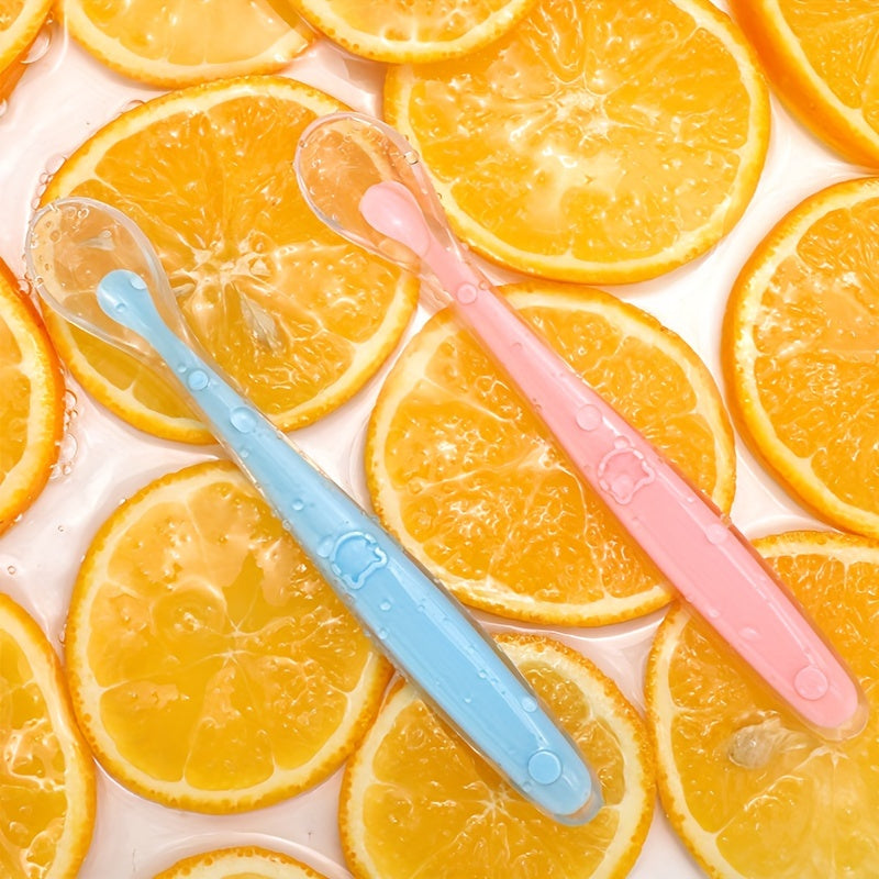 Two Packs Kids Silicone Feeding Spoons Durable Safe for 0 Year+