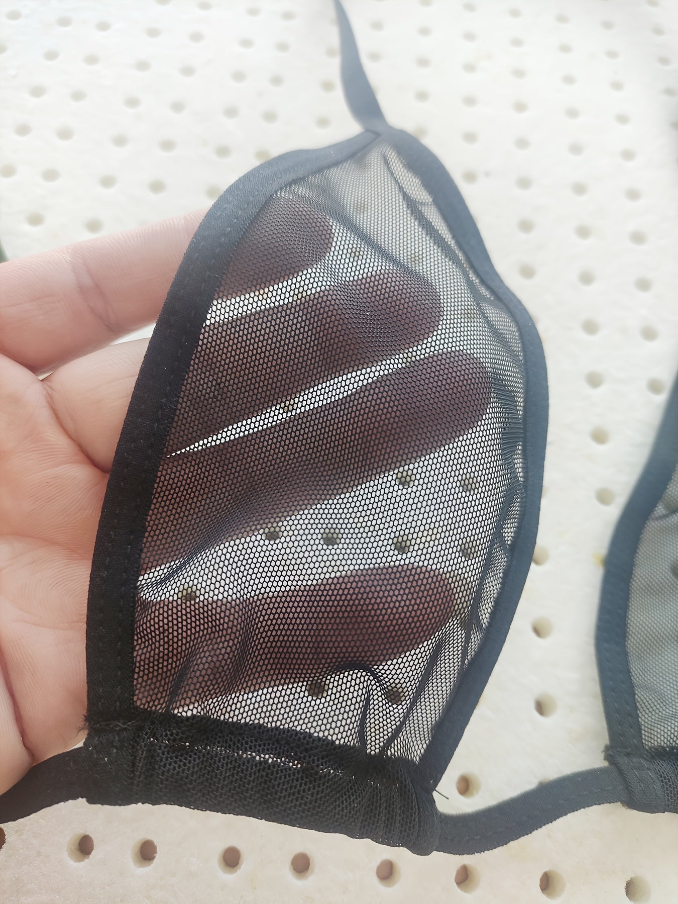 Semi-Sheer Lingerie Set with Halter Bra and Thong for Sexy Look