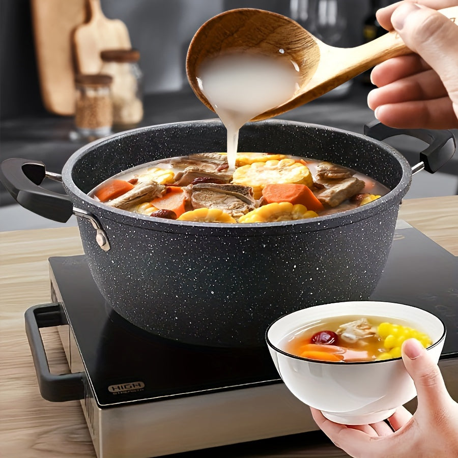 Cast Iron Non-Stick Soup Pot with Handle, Large Capacity for Stewing and Cooking