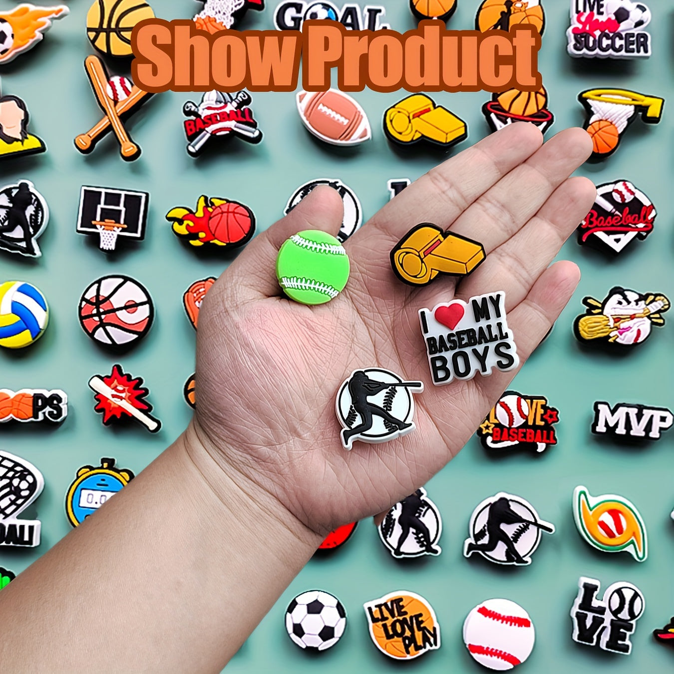 Unisex PVC Charms Pack of 50 Mixed Sports Ball Charms for Jewelry and Sandals