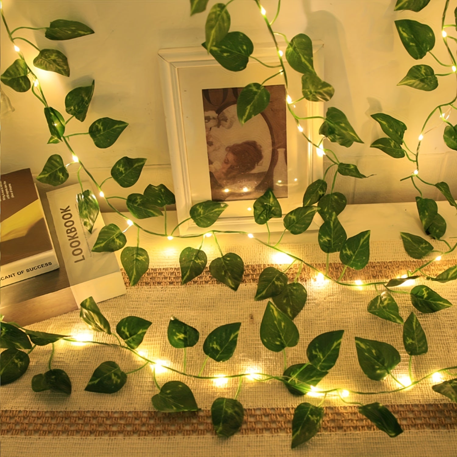 Green Ivy Leaf LED String Lights Battery-Powered for Home Decor Parties Weddings Holidays