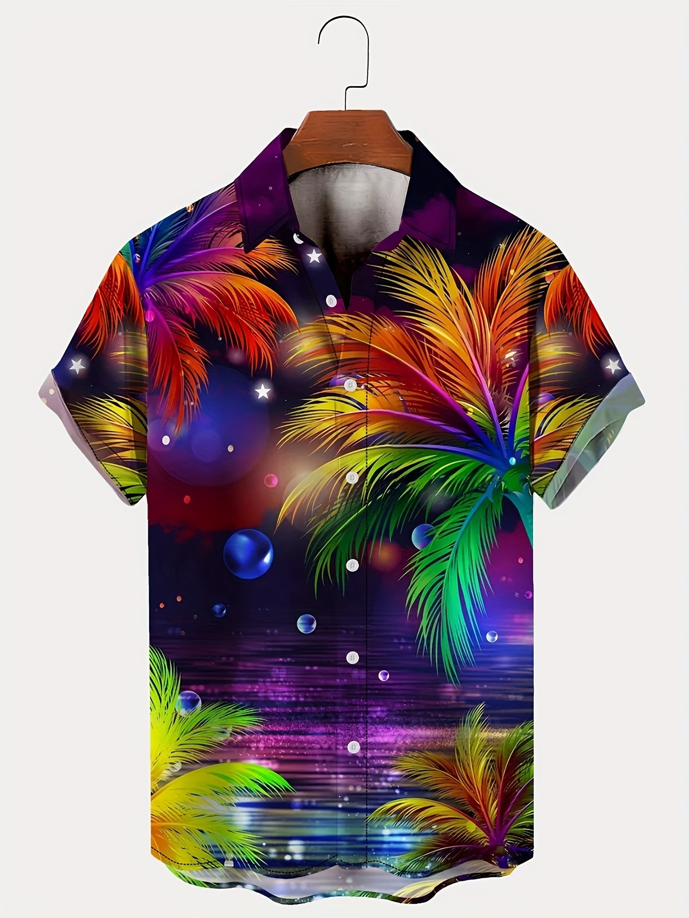 Men's Plus Size Coastal Graphic Print Casual Shirt for Summer