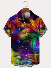 Men's Plus Size Coastal Graphic Print Casual Shirt for Summer