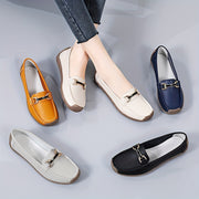 Women's Slip-On Loafers with Metal Decor Faux Leather Casual Flat Shoes