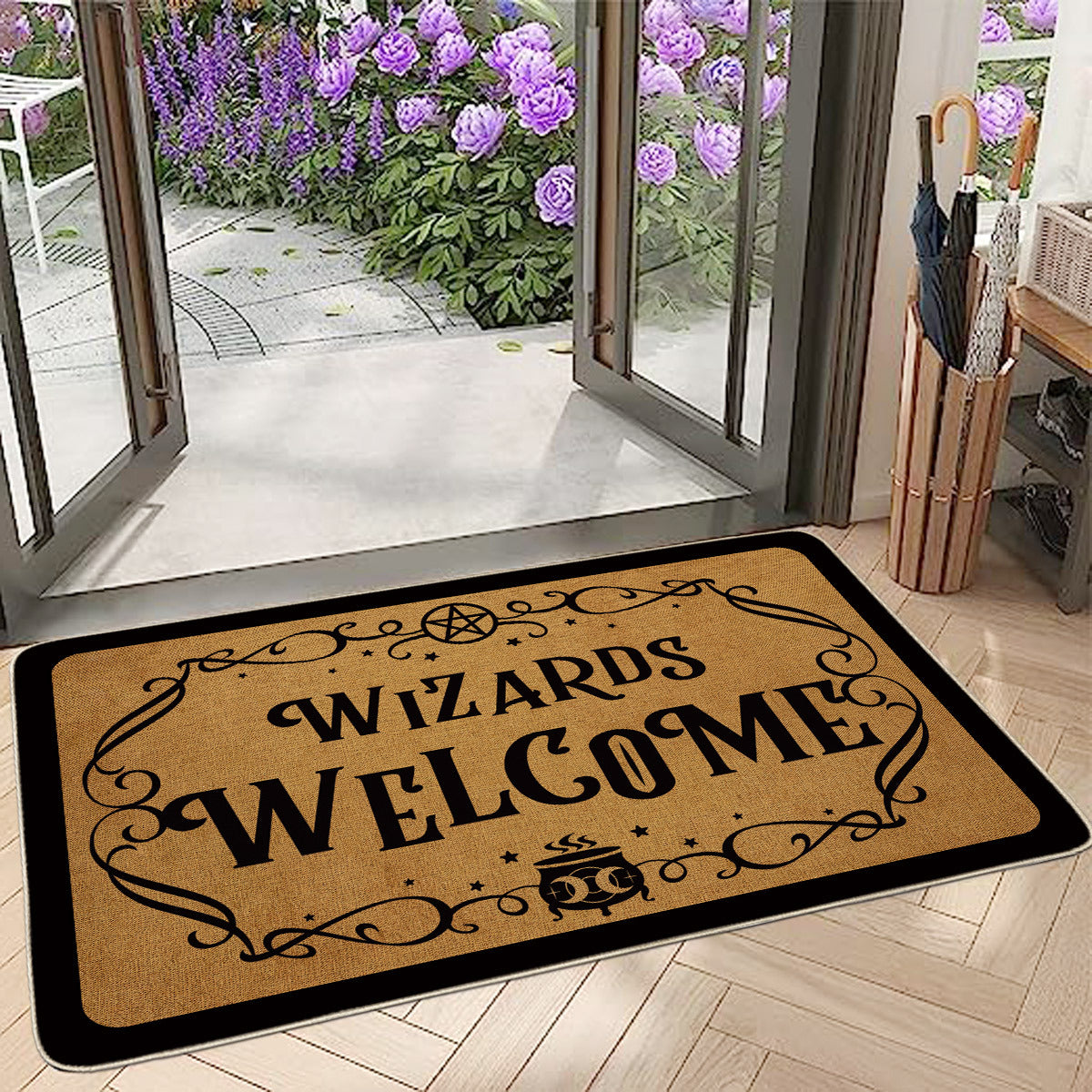 Linen Door Mat Non-Slip Stain-Resistant Machine Washable Rug for Living Room and Bedroom Entrances