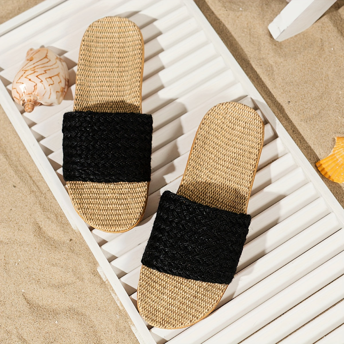 Women's Straw Slides Casual Open Toe Summer Shoes Lightweight Beach Sandals