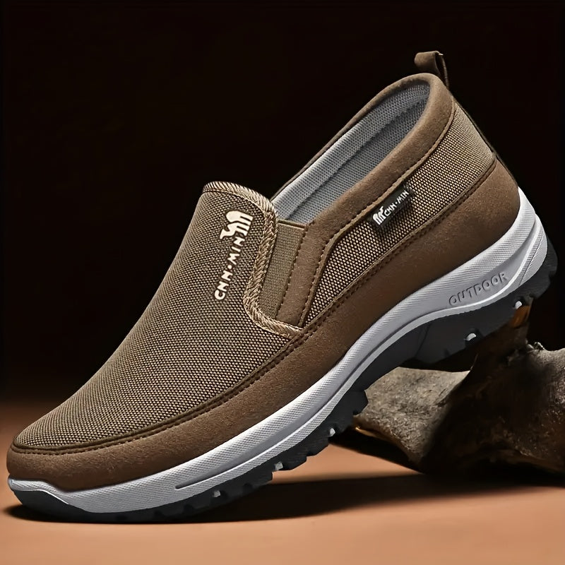 Men's Slip-On Casual Walking Shoes Breathable Fabric Durable Non Slip All-Season