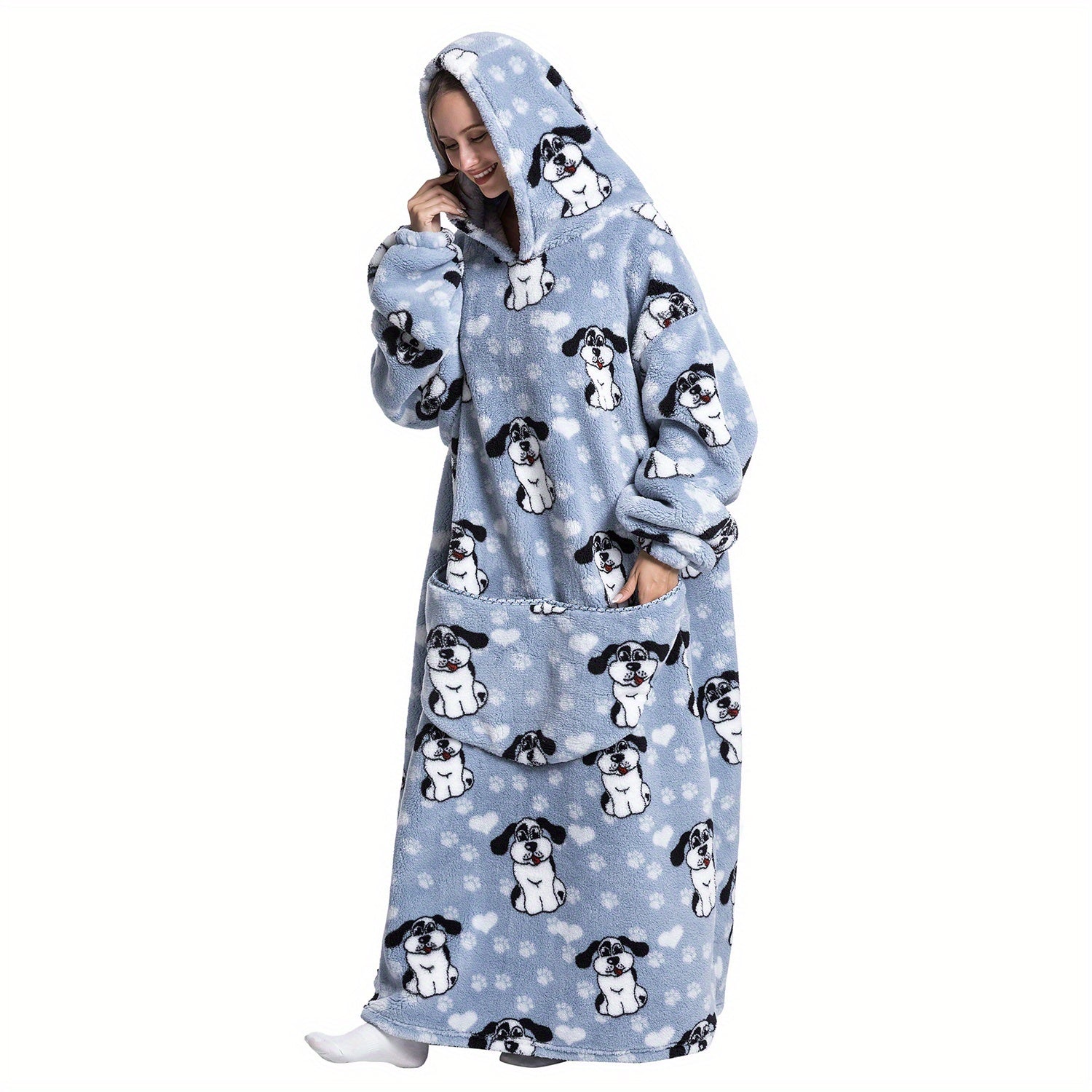 Oversized Hooded Blanket Sweatshirt for Women and Men Sherpa Fleece Warm Wearable Blanket