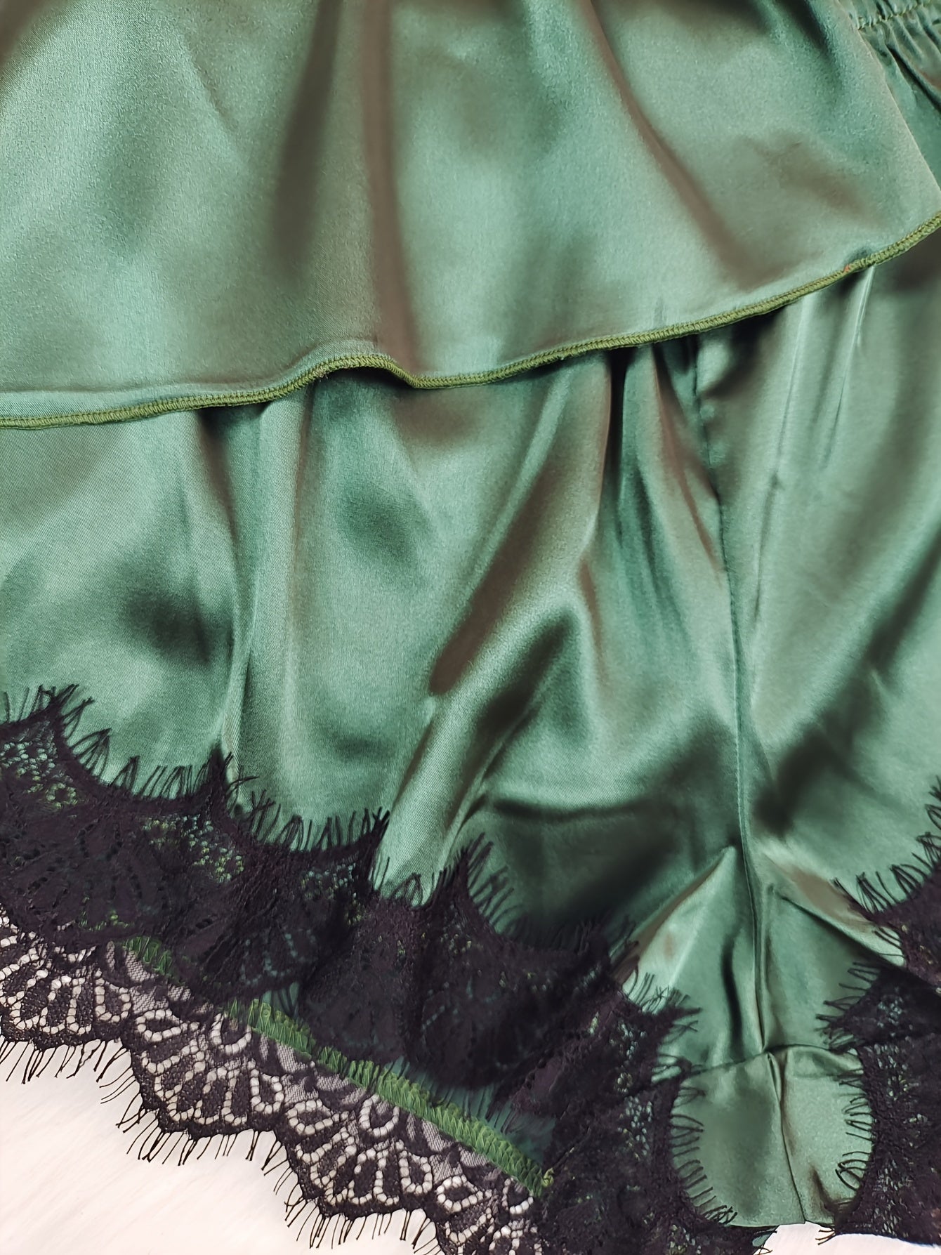 Women's Sexy Pajama Set with V-Neck Off-Shoulder Lace Trim Polyester Blend