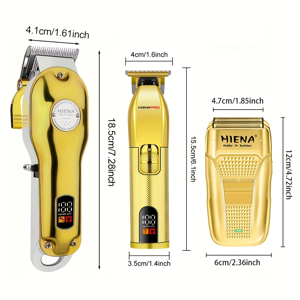 3 piezas de recortadora de cabello y barba para hombres, recargable por USB, batería de 2000mAh