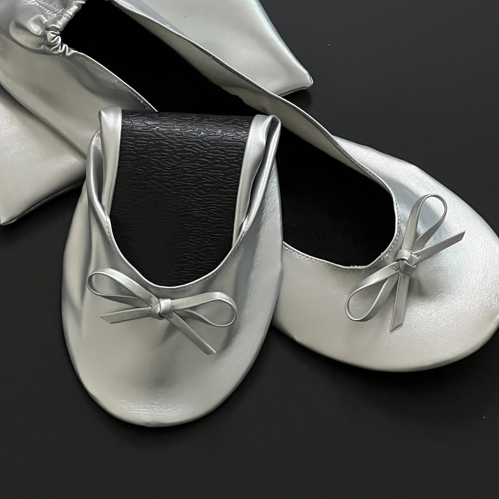 Women's Soft Sole Ballet Flats, Foldable Wedding Dance Shoes, Solid Color