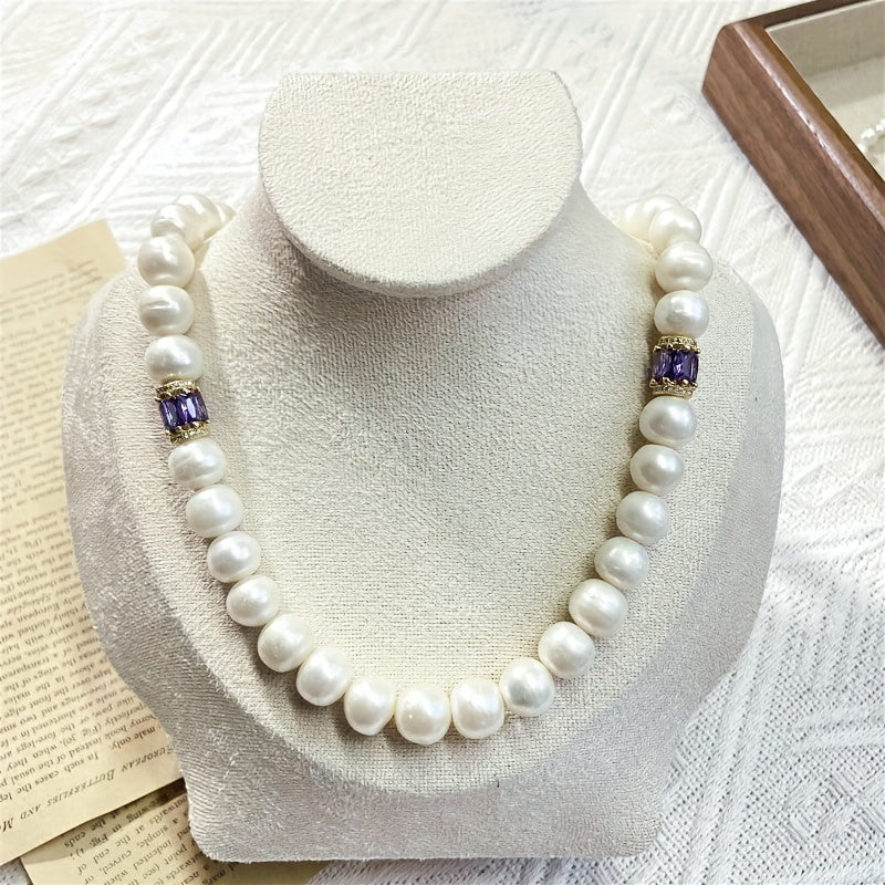 Women's Freshwater Pearl Necklace Natural White Elegant Gift Box
