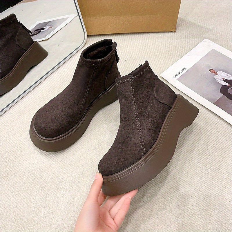 Women's Winter Boots Leather Wide Width Nonslip Zipper Fashion