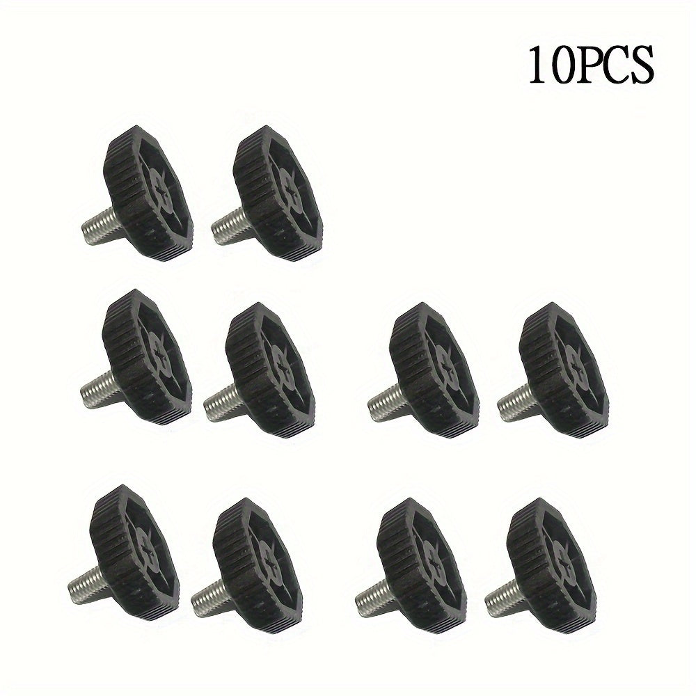 10 ta plastik barmoq vintli tugmachalar to'plami - sakkizburchakli dizayn, qirrali ipli ushlagich, stol, stul, javonlar va ofis uskunalari uchun oson asboblarsiz almashtirish qismlari, sozlanadigan oyoqlar