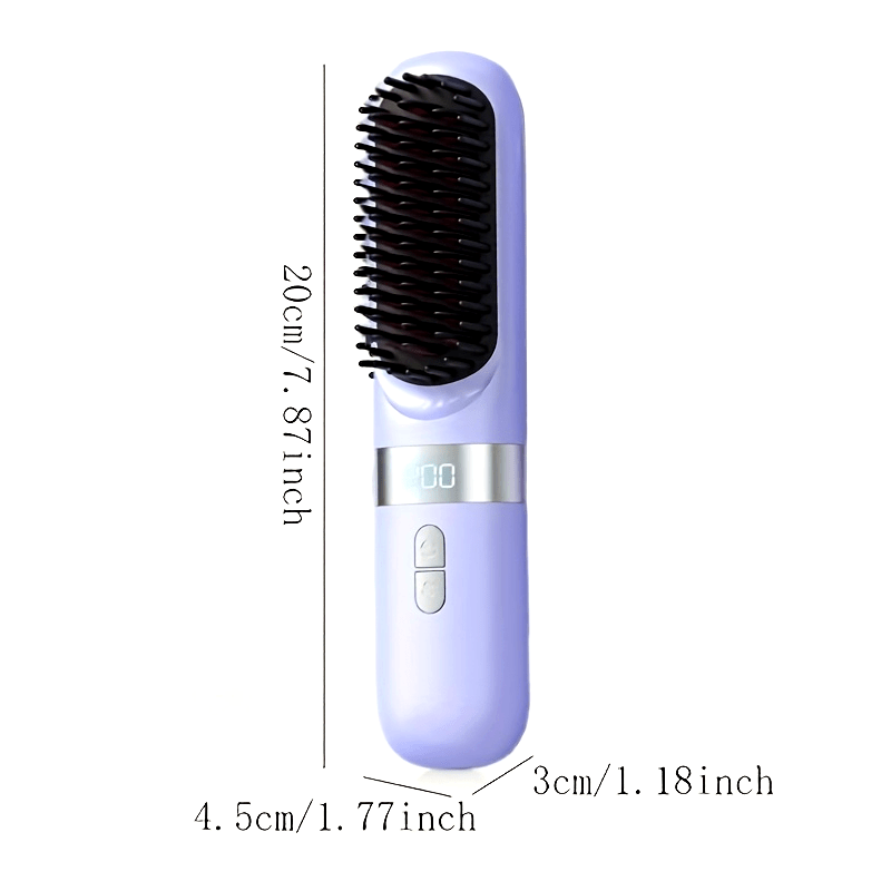 Travel-size cordless hair straightener brush for women fast heating USB rechargeable