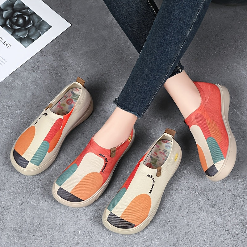 Women's Casual Fabric Slip-On Sneakers Breathable Soft-Soled Colorful Designs