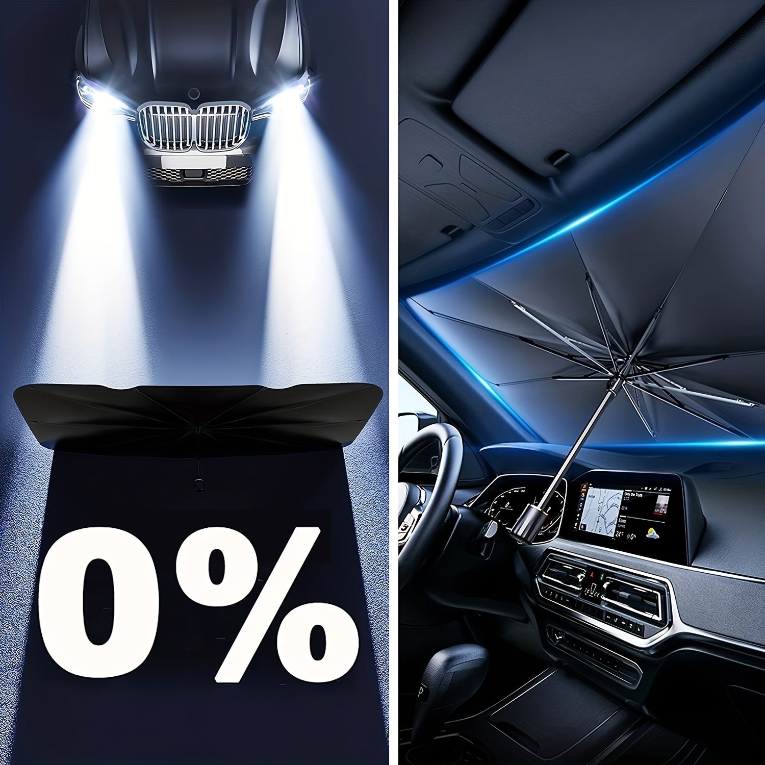 Foldable Vehicle Sunshade Iron Material UV Ray Protection Car Dashboard Cover