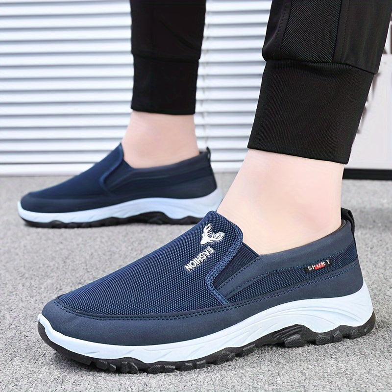 Men's Casual Slip-On Loafers Fabric Upper PVC Sole All-Season Solid Color Round Toe