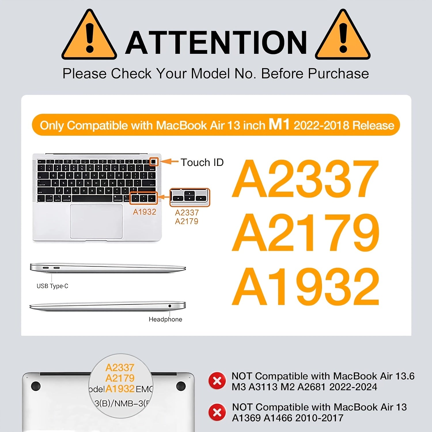 Lightweight Scratch-Resistant Plastic Shell for MacBook Air 13.3 Inch 2018-2022