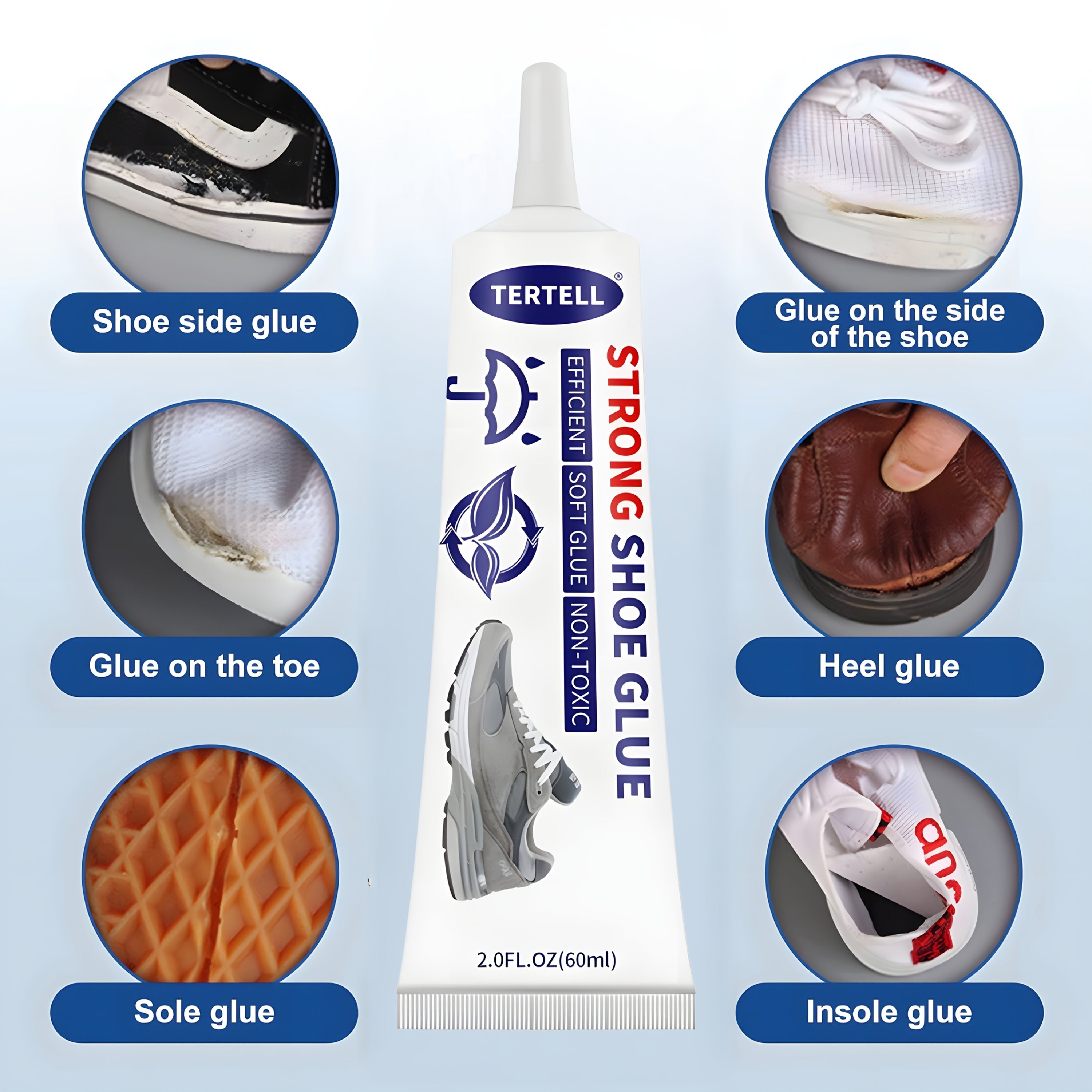 Strong Shoe Repair Glue for Sneakers Faux Leather Resin Crafts 2oz Flexible Bonding