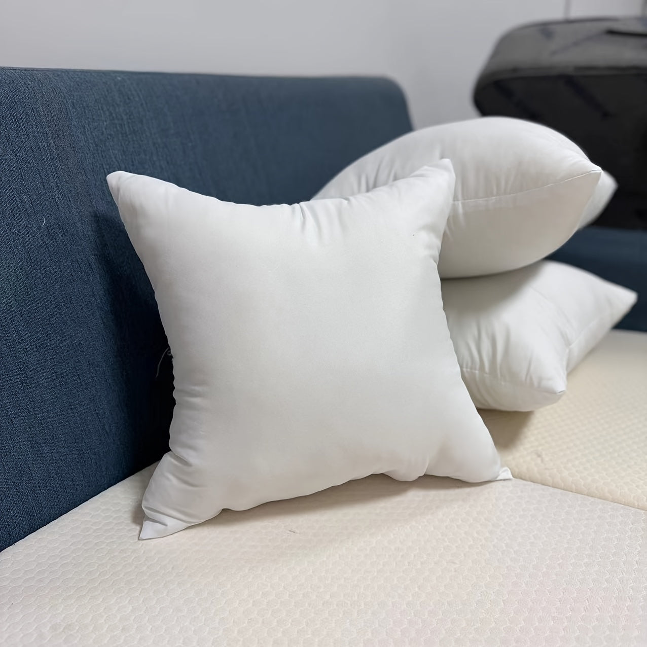 White Brushed Pillow Insert Soft Breathable Natural Material Cloud-Like Comfort