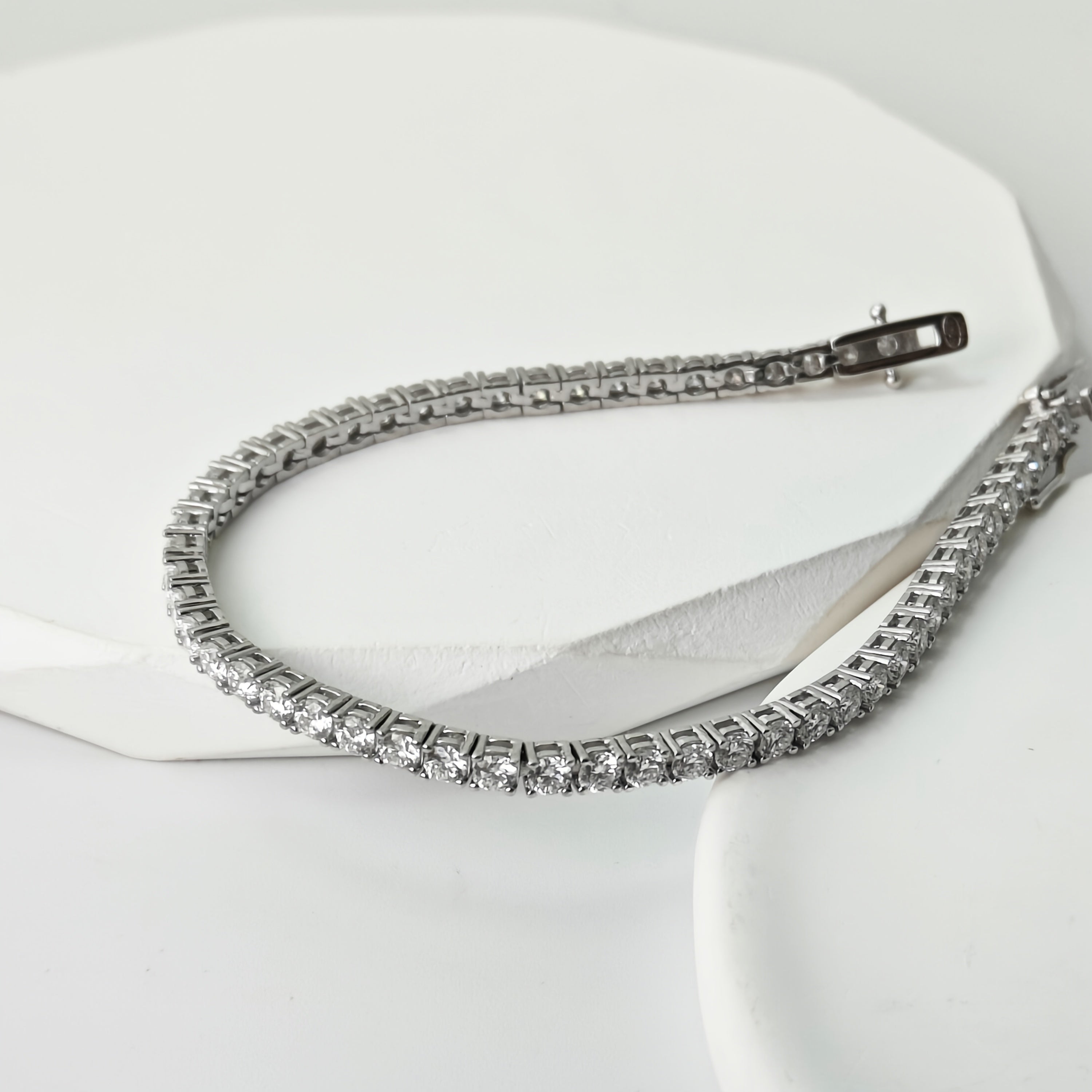 Moissanite Tennis Bracelet Sterling Silver Square Cut Elegant Jewelry for Women