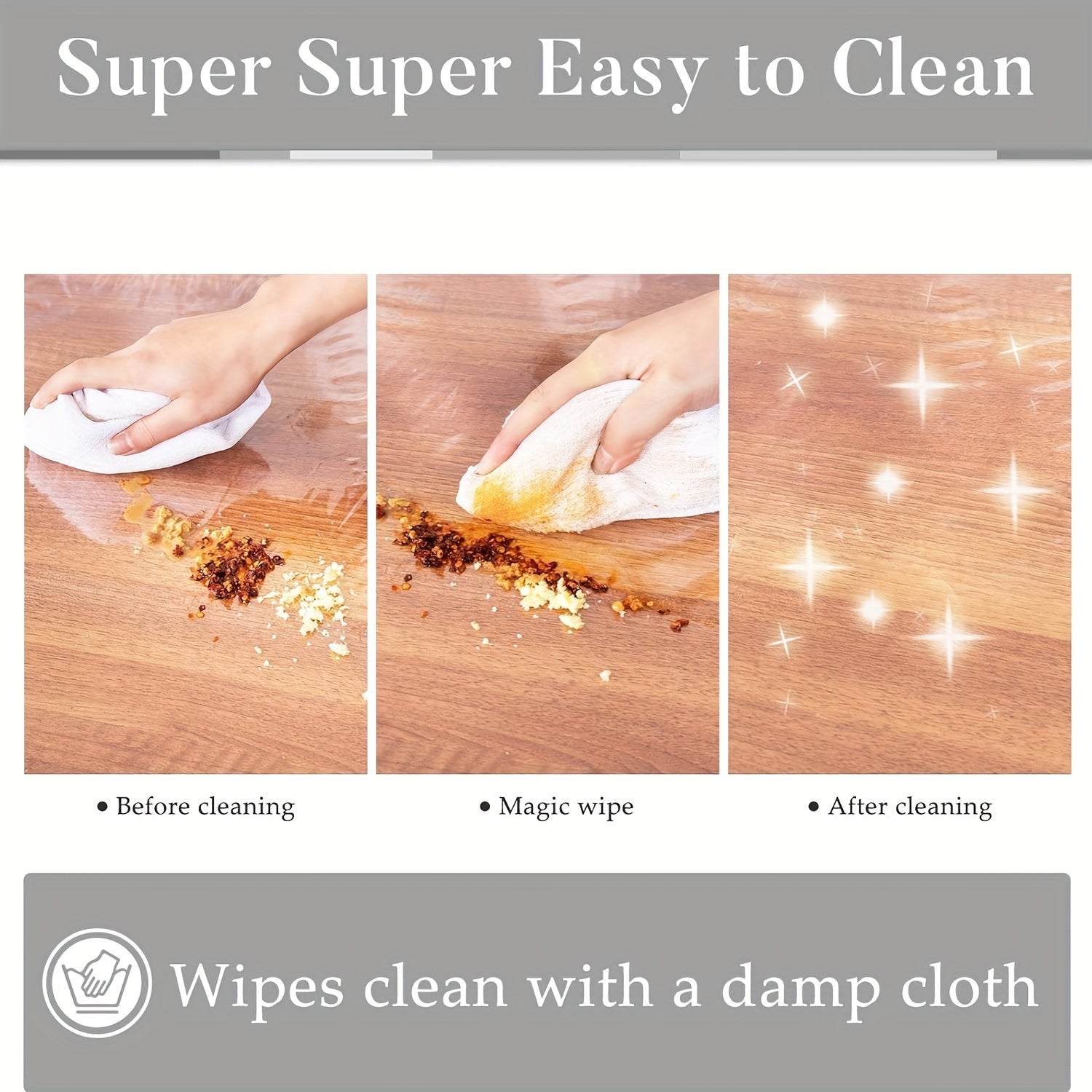 Toza oval vinil stol mato, suv o'tkazmaydigan, yog'ga chidamli, elastik chetli, ichki va tashqi hovli mebellari uchun