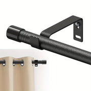 Adjustable Curtain Rod Set 5/8 Inch Metal Pole Matte Black for Window Drapes