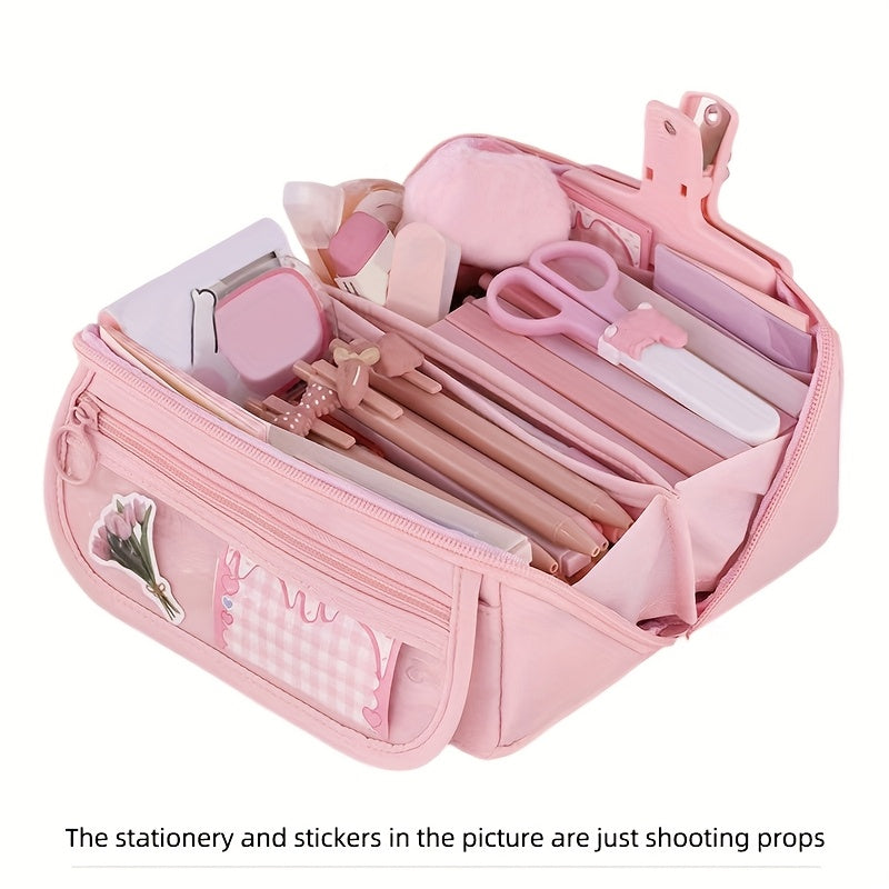 Large Capacity Learning Pencil Case for Boys and Girls with Desktop Organizer and Storage