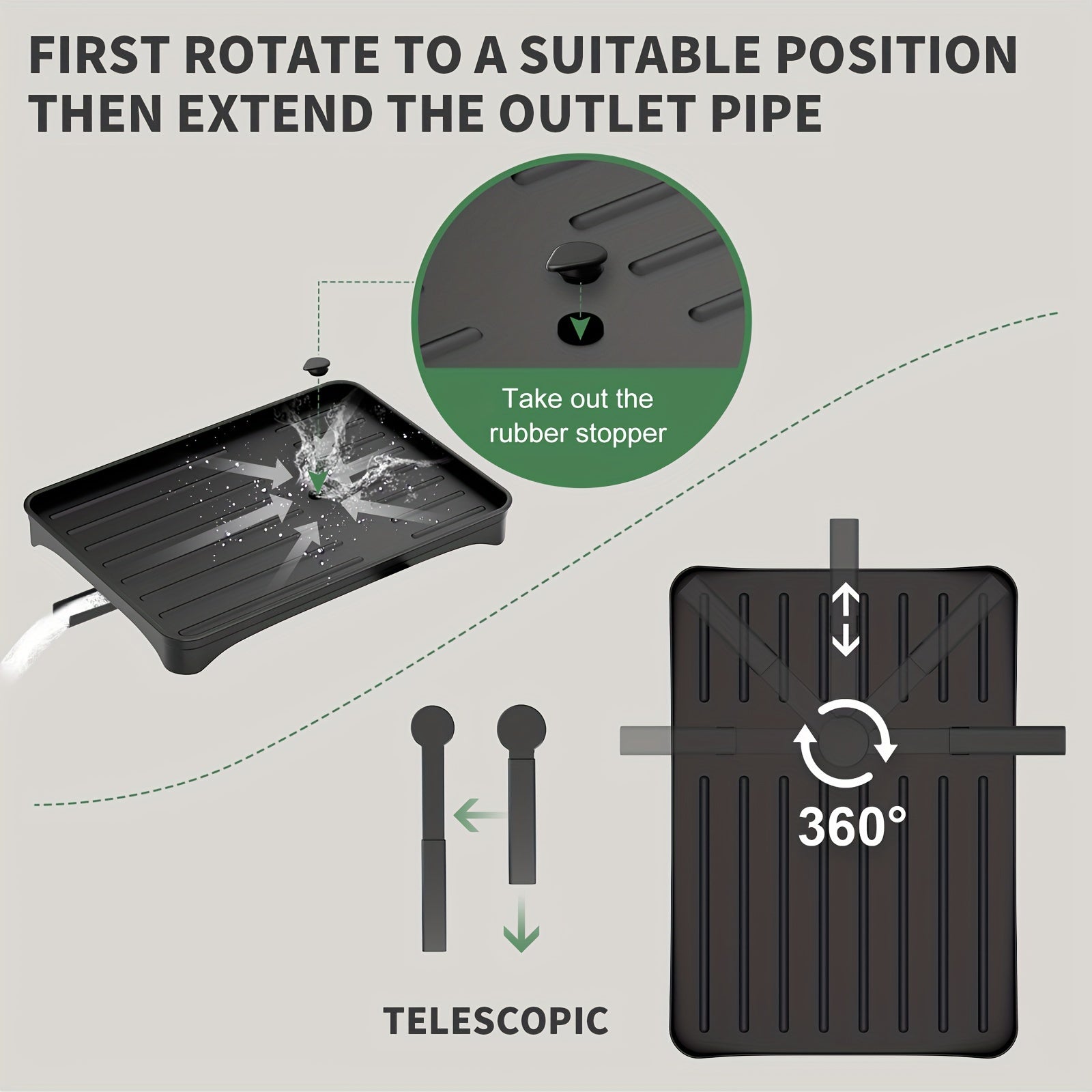 Estante para secar platos de cocina de 2 niveles resistente a la oxidación con bandeja de drenaje y soporte para utensilios