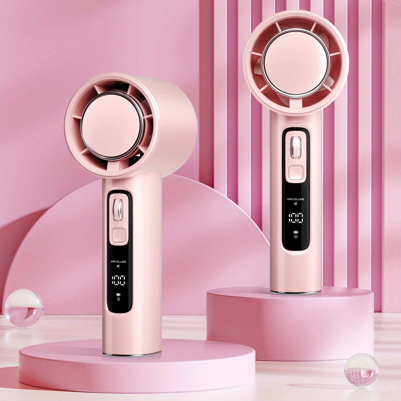 Mini Handheld Fan with Adjustable Speeds, USB Charging, Aromatherapy, LED Display