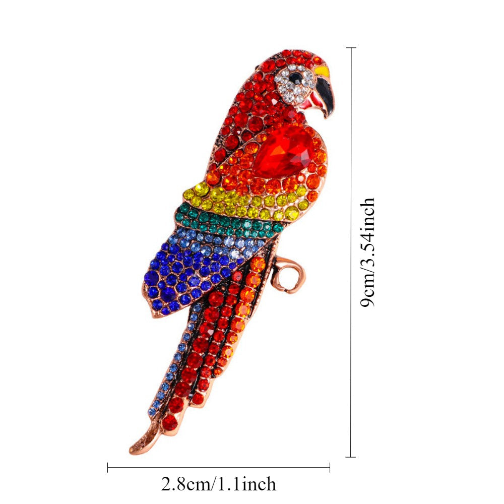 Colorful Rhinestone Parrot Brooch for Men and Women Animal Pin Jewelry Accessory