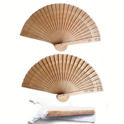 Set of 24 Elegant Wooden Folding Wedding Fans for Bridal Party Favors