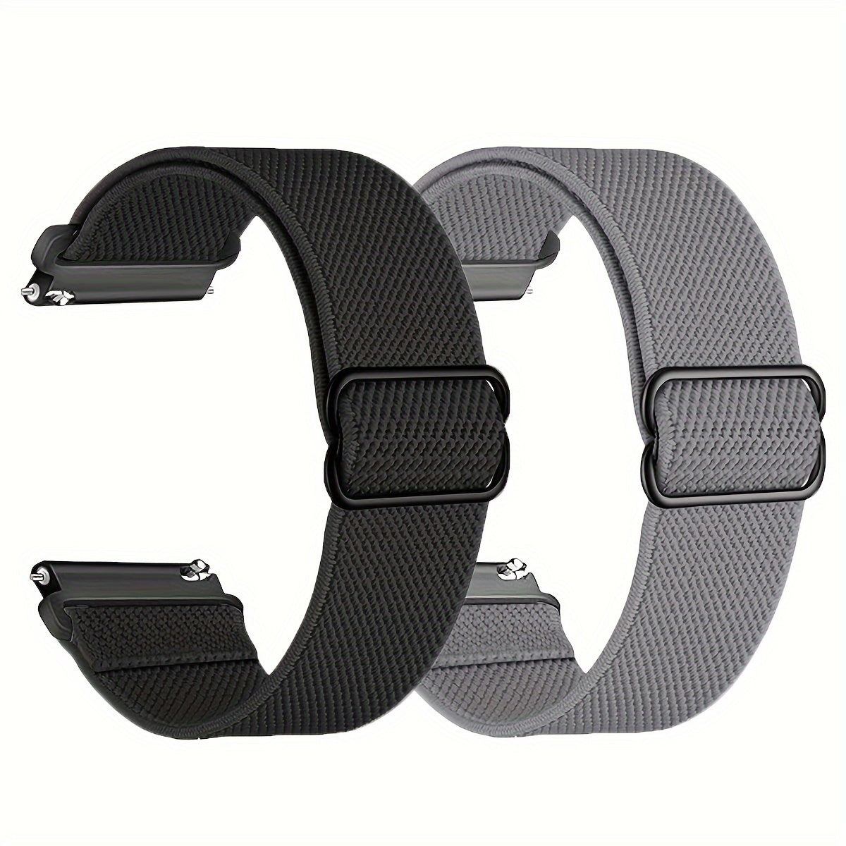 2-Pack Elastic Nylon Watch Bands for Men Women 18mm 20mm 22mm Non-Water Resistant