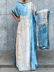 Women's Plus Size Floral Longline Dress Short Sleeve Crew Neck Summer