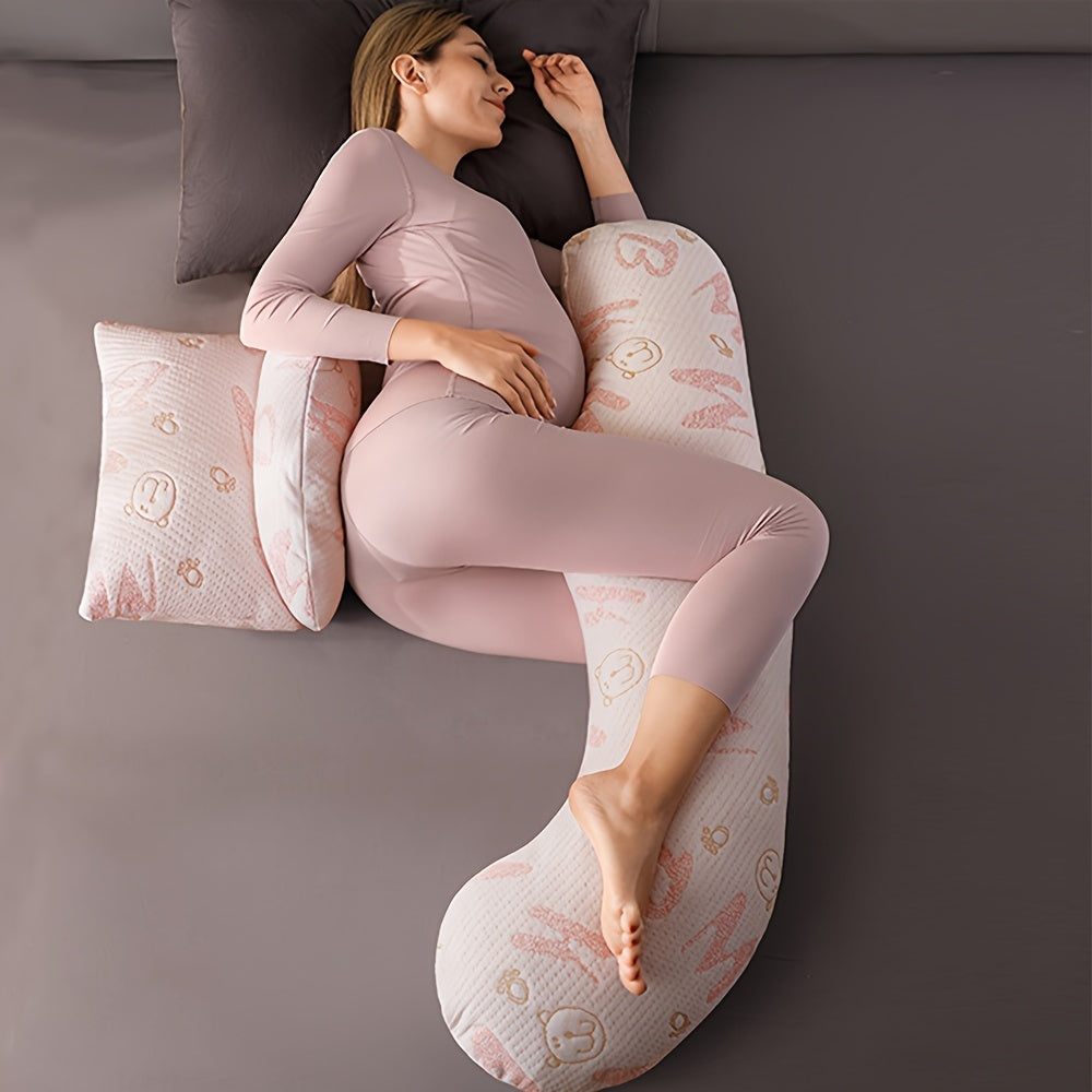 Oltin Maternity Pillow - Bel, Qorin va Oyoqlar uchun Qo'llab-quvvatlovchi H-Shakl Dizayni bilan Eng Yuqori Quvvat | Yumshoq polyesterdan tayyorlangan, olib tashlanadigan qopqoqni o'z ichiga oladi | Shukrona, Rojdestvo va Halloween uchun ideal sovg'a.